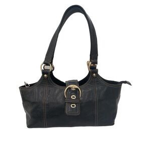 etienne aigner handbag Pebbled black leather Large Buckle 71391